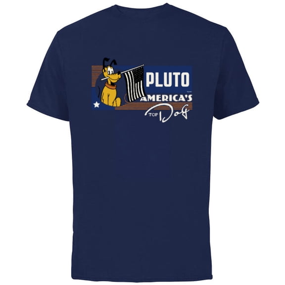 Disney 100 Pluto America’s Top Dog Flag Retro Vintage D100 - Short Sleeve Cotton T-Shirt for Adults - Customized-Navy