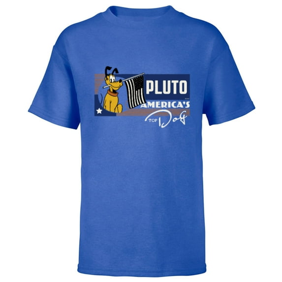 Disney 100 Pluto America’s Top Dog Flag Retro Vintage D100 - Short Sleeve T-Shirt for Kids - Customized-Royal