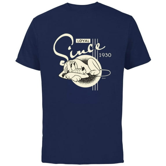 Disney 100 Pluto Loyal Since 1930 Retro Vintage D100 - Short Sleeve Cotton T-Shirt for Adults - Customized-Navy