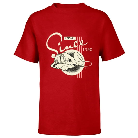 Disney 100 Pluto Loyal Since 1930 Retro Vintage D100 - Short Sleeve T-Shirt for Kids - Customized-Red