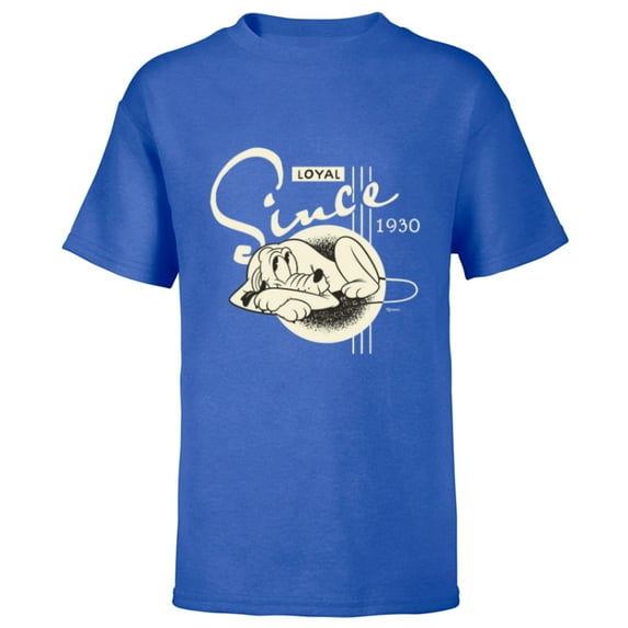 Disney 100 Pluto Loyal Since 1930 Retro Vintage D100 - Short Sleeve T-Shirt for Kids - Customized-Royal