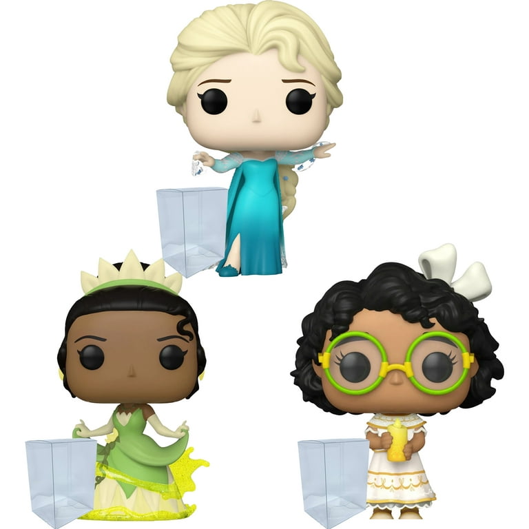 Disney 100 Princess Funko Pop Set of 3 with Protector Bundle - Includes  Elsa #1319, Tiana #1321, and Mirabel #1327 (Glows in the Dark) Figures with  3