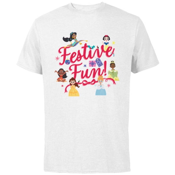 Disney 100 Princess Squad Christmas Holiday Festive Fun D100 - Short Sleeve Cotton T-Shirt for Adults - Customized-White