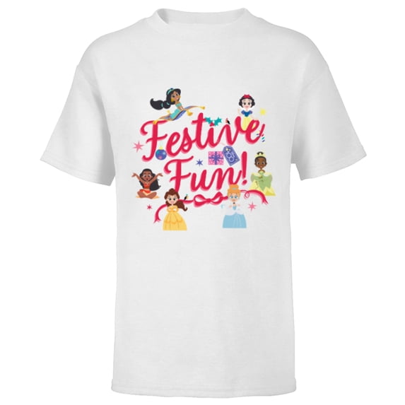 Disney 100 Princess Squad Christmas Holiday Festive Fun D100 - Short Sleeve T-Shirt for Kids - Customized-White