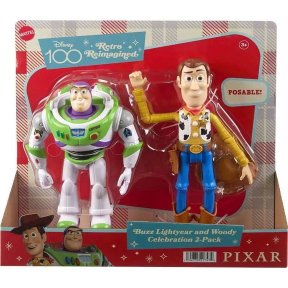 Disney 100 Retro Reimagined Holiday Toy Story Woody Buzz Action Figure Set New