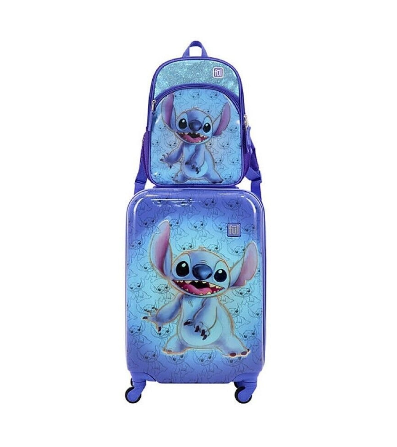 Disney 100 Stitch Kids 2 Piece Luggage Set Purple Walmart