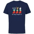 thumbnail image 1 of Disney 100 Stitch Pluto Olaf Christmas Be Merry & Bright! - Short Sleeve Cotton T-Shirt for Adults - Customized-Navy, 1 of 5