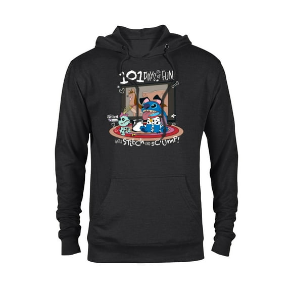 Disney 100 Stitch in Costume 101 Dalmatians Fun & Scrump - Pullover Hoodie for Adults - Customized-Black