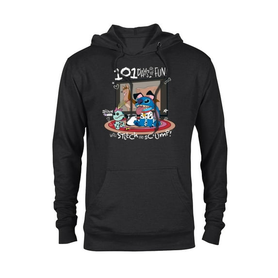 Disney 100 Stitch in Costume 101 Dalmatians Fun & Scrump - Pullover Hoodie for Adults - Customized-Black