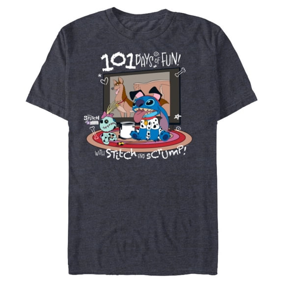 Disney 100 Stitch in Costume 101 Dalmatians Fun & Scrump - Short Sleeve Blended T-Shirt for Adults - Customized-Navy Heather