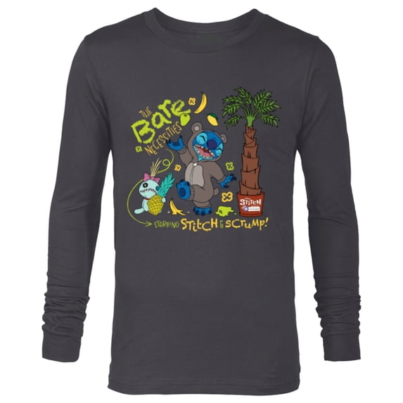 Disney 100 Stitch in Costume Baloo Bare Necessities & Scrump - Long Sleeve T-Shirt for Men - Customized-Charcoal Heather