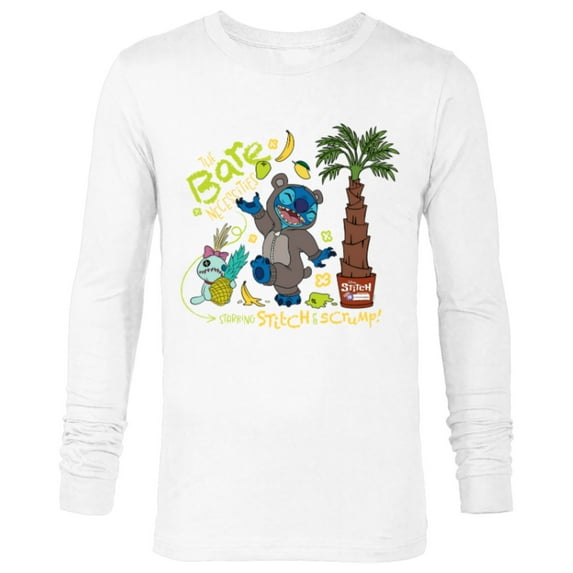 Disney 100 Stitch in Costume Baloo Bare Necessities & Scrump - Long Sleeve T-Shirt for Men - Customized-White