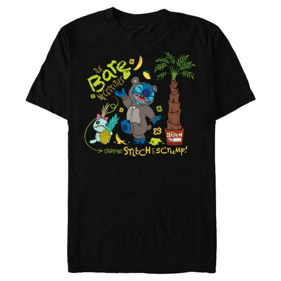 Disney 100 Stitch in Costume Baloo Bare Necessities & Scrump - Short Sleeve Blended T-Shirt for Adults - Customized-Black