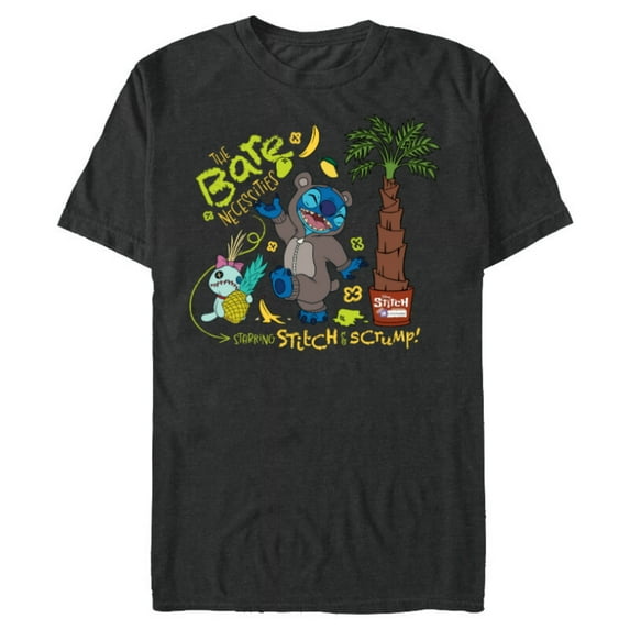 Disney 100 Stitch in Costume Baloo Bare Necessities & Scrump - Short Sleeve Blended T-Shirt for Adults - Customized-Dark Heather