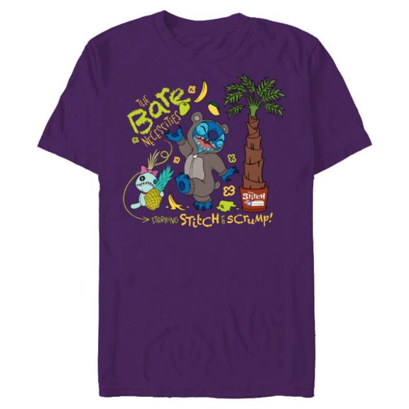 Disney 100 Stitch in Costume Baloo Bare Necessities & Scrump - Short Sleeve Blended T-Shirt for Adults - Customized-Purple