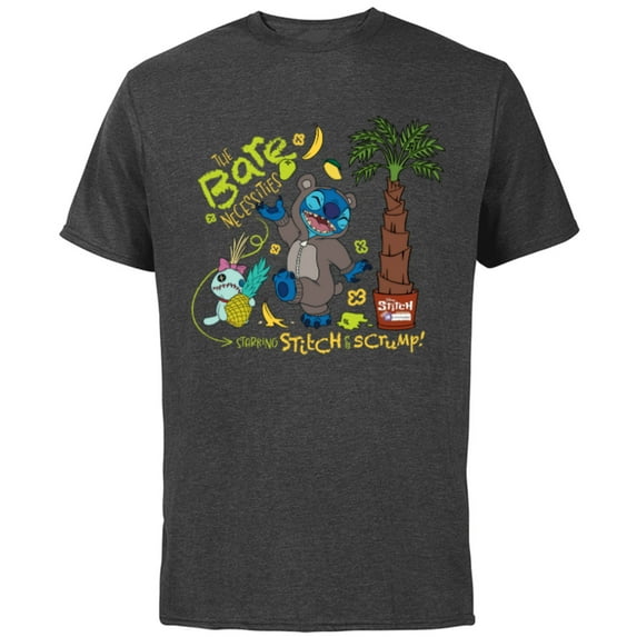 Disney 100 Stitch in Costume Baloo Bare Necessities & Scrump - Short Sleeve Cotton T-Shirt for Adults - Customized-Charcoal