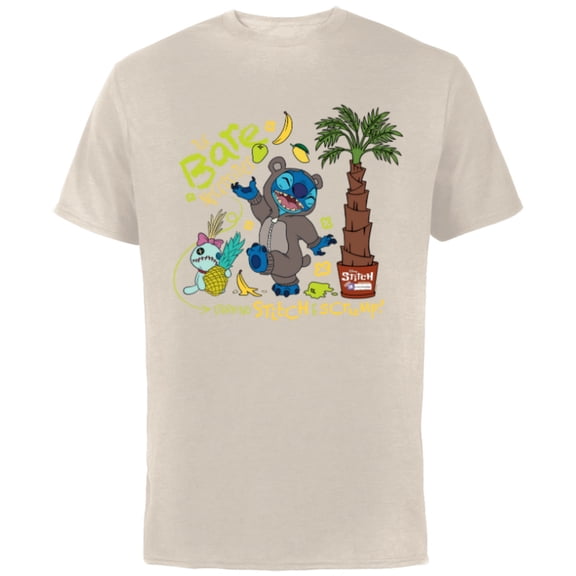 Disney 100 Stitch in Costume Baloo Bare Necessities & Scrump - Short Sleeve Cotton T-Shirt for Adults - Customized-Natural