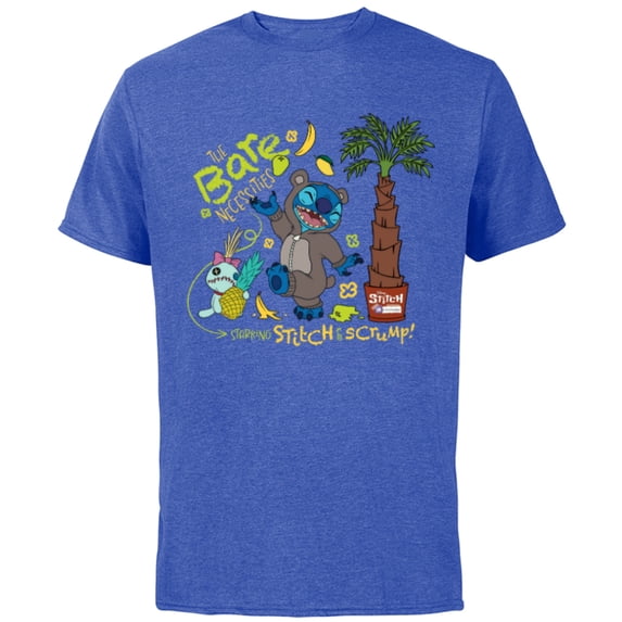Disney 100 Stitch in Costume Baloo Bare Necessities & Scrump - Short Sleeve Cotton T-Shirt for Adults - Customized-Royal Heather