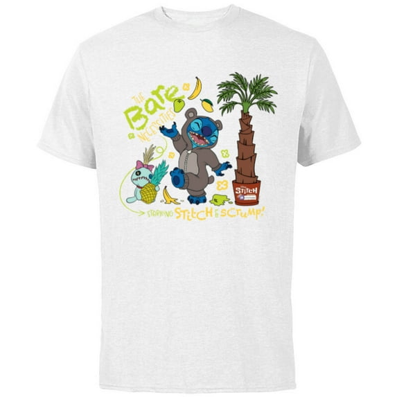 Disney 100 Stitch in Costume Baloo Bare Necessities & Scrump - Short Sleeve Cotton T-Shirt for Adults - Customized-White
