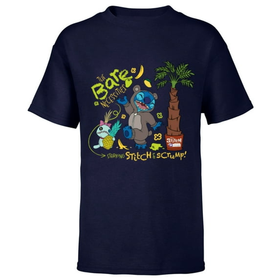Disney 100 Stitch in Costume Baloo Bare Necessities & Scrump - Short Sleeve T-Shirt for Kids - Customized-Navy