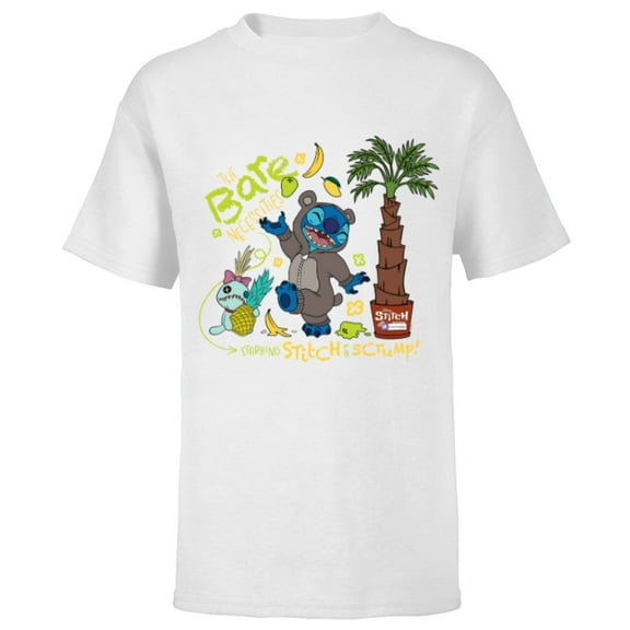 Disney 100 Stitch in Costume Baloo Bare Necessities & Scrump - Short Sleeve T-Shirt for Kids - Customized-White