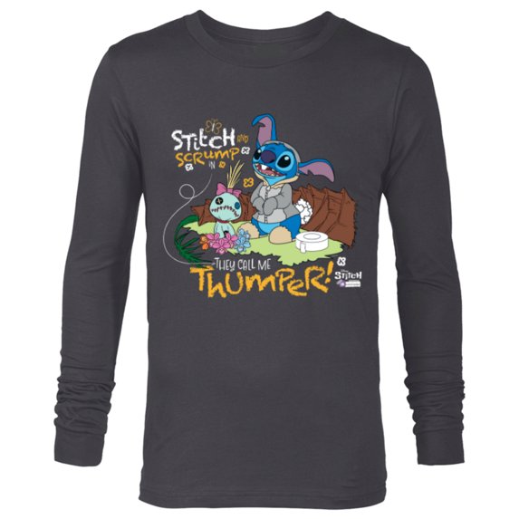 Disney 100 Stitch in Costume Bambi They Call Me Thumper - Long Sleeve T-Shirt for Men - Customized-Charcoal Heather