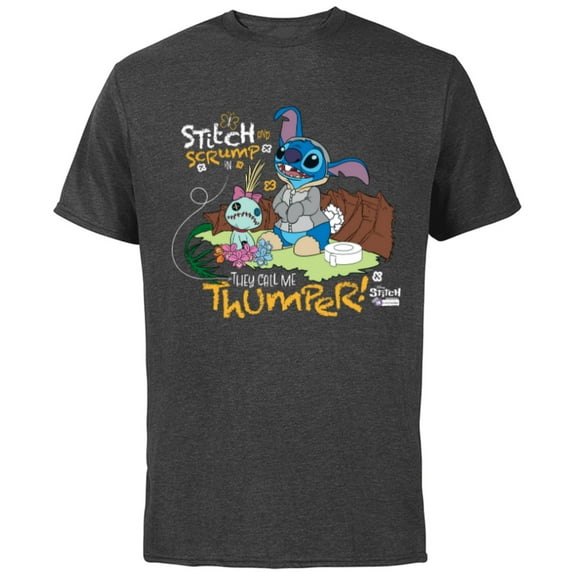 Disney 100 Stitch in Costume Bambi They Call Me Thumper - Short Sleeve Cotton T-Shirt for Adults - Customized-Charcoal