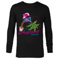 thumbnail image 1 of Disney 100 Stitch in Costume Cheshire Cat Wonderland Welcome - Long Sleeve T-Shirt for Men - Customized-Black, 1 of 5