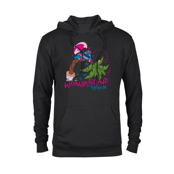 Disney 100 Stitch in Costume Cheshire Cat Wonderland Welcome - Pullover Hoodie for Adults - Customized-Black