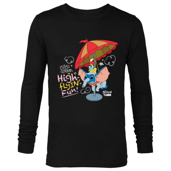 Disney 100 Stitch in Costume Dumbo High-Flyin' Fun & Scrump - Long Sleeve T-Shirt for Men - Customized-Black