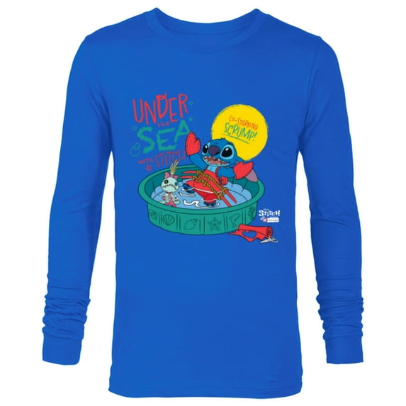 Disney 100 Stitch in Costume Little Mermaid Under the Sea - Long Sleeve T-Shirt for Men - Customized-Navy