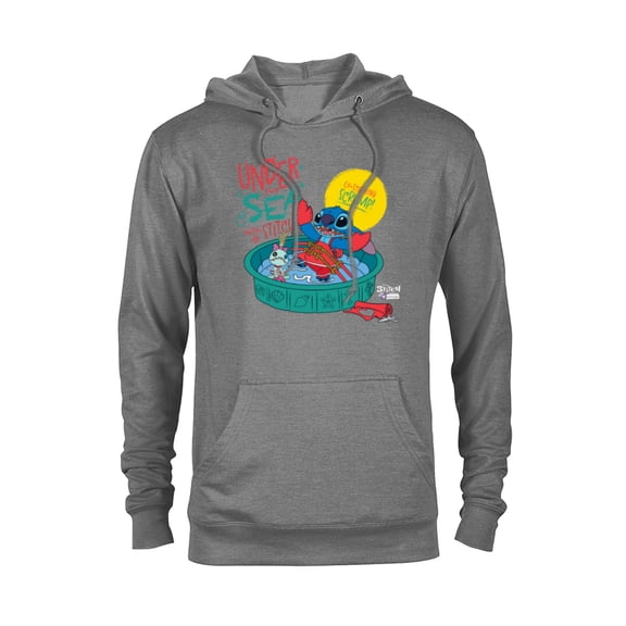 Disney 100 Stitch in Costume Little Mermaid Under the Sea - Pullover Hoodie for Adults - Customized-Athletic Heather