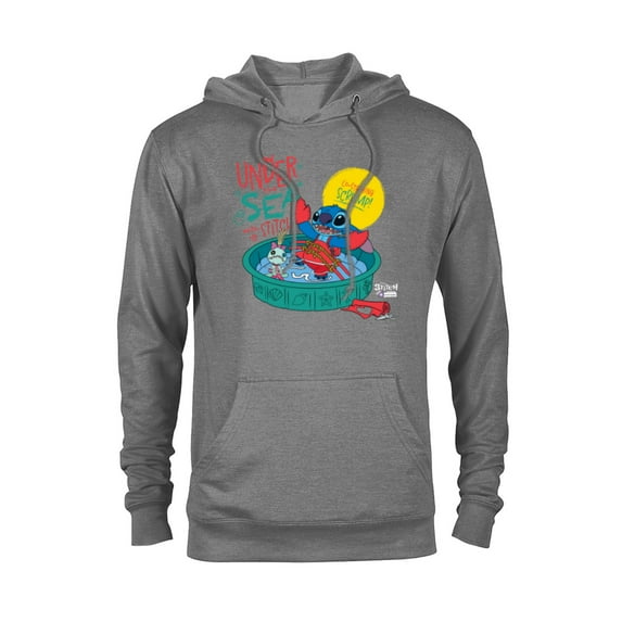 Disney 100 Stitch in Costume Little Mermaid Under the Sea - Pullover Hoodie for Adults - Customized-Athletic Heather