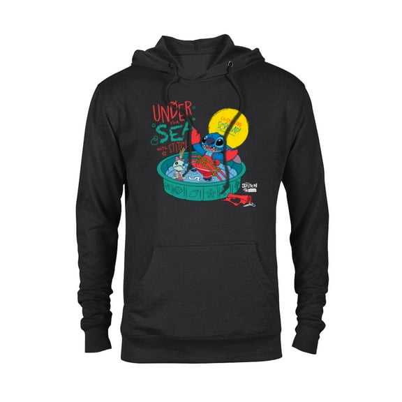 Disney 100 Stitch in Costume Little Mermaid Under the Sea - Pullover Hoodie for Adults - Customized-Black