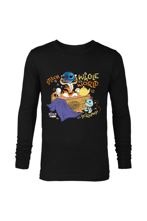Disney 100 Stitch in Costume Rajah Aladdin a Whole New World - Long Sleeve T-Shirt for Men - Customized-Black