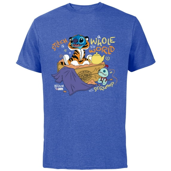 Disney 100 Stitch in Costume Rajah Aladdin a Whole New World - Short Sleeve Cotton T-Shirt for Adults - Customized-Royal Heather