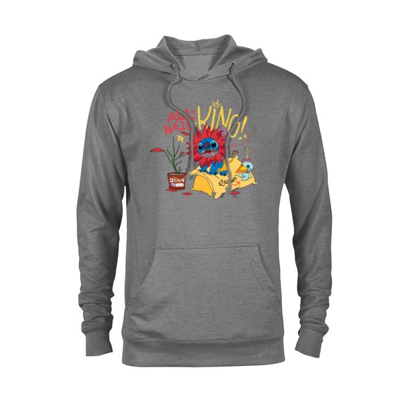 Disney 100 Stitch in Costume The Lion King All Hail the King - Pullover Hoodie for Adults - Customized-Athletic Heather