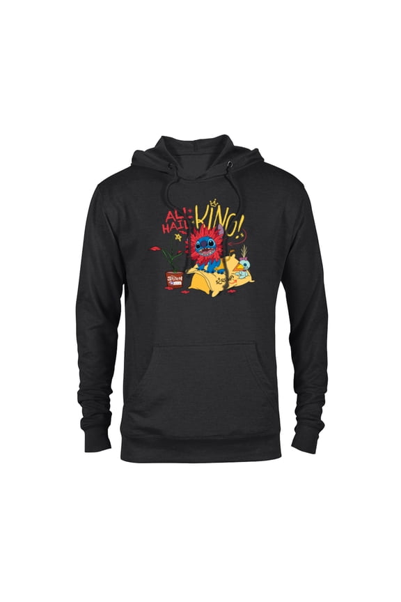 Disney 100 Stitch in Costume The Lion King All Hail the King - Pullover Hoodie for Adults - Customized-Black
