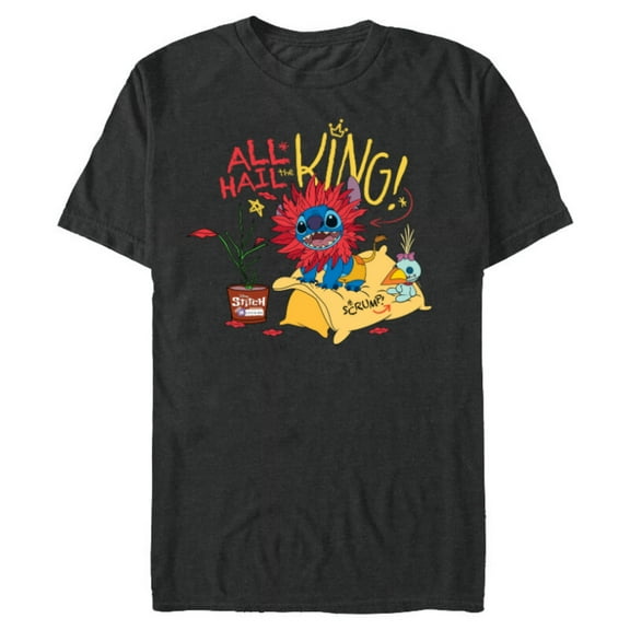Disney 100 Stitch in Costume The Lion King All Hail the King - Short Sleeve Blended T-Shirt for Adults - Customized-Dark Heather