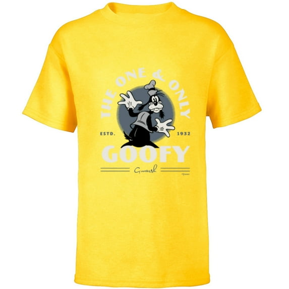 Disney 100 The One & Only Goofy Gwarsh Est 1932 Vintage D100 - Short Sleeve T-Shirt for Kids - Customized-Yellow