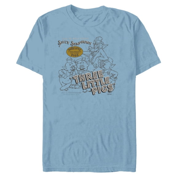 Disney 100 Three Little Pigs Silly Symphony Vintage D100 - Short Sleeve Blended T-Shirt for Adults - Customized-Ocean Blue