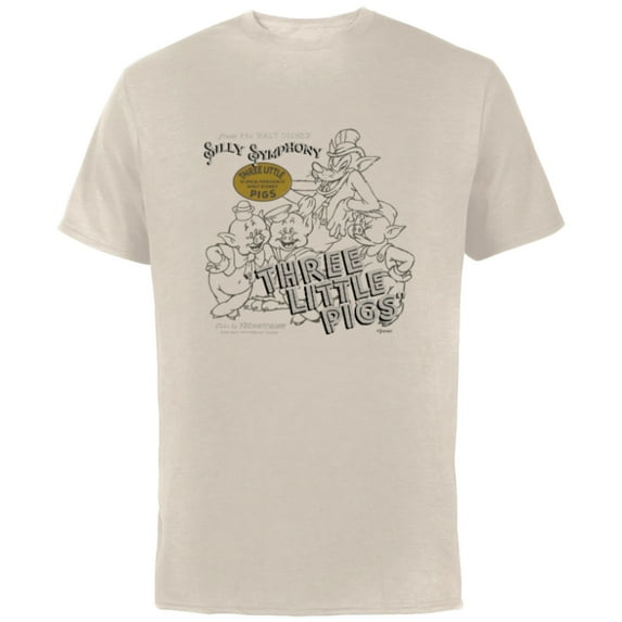 Disney 100 Three Little Pigs Silly Symphony Vintage D100 - Short Sleeve Cotton T-Shirt for Adults - Customized-Natural