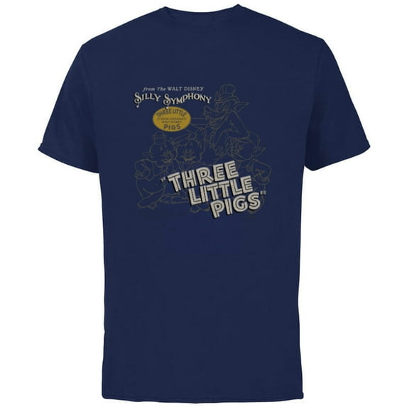 Disney 100 Three Little Pigs Silly Symphony Vintage D100 - Short Sleeve Cotton T-Shirt for Adults - Customized-Navy