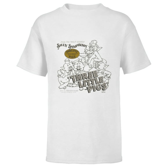 Disney 100 Three Little Pigs Silly Symphony Vintage D100 - Short Sleeve T-Shirt for Kids - Customized-White