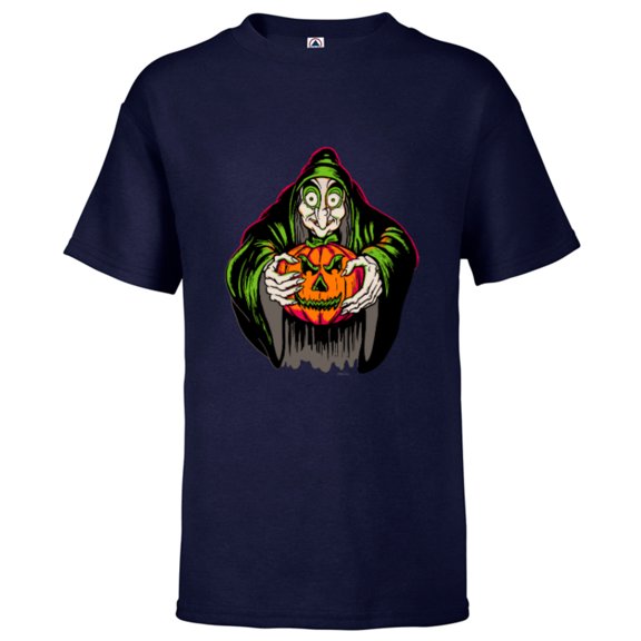 Disney 100 Villains Evil Queen Witch Snow White Halloween - Short Sleeve T-Shirt for Kids - Customized-Athletic Navy