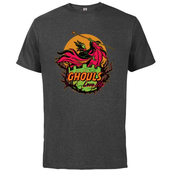 Disney 100 Villains Maleficent The Ghouls Love Me Halloween - Short Sleeve Cotton T-Shirt for Adults - Customized-Charcoal Heather