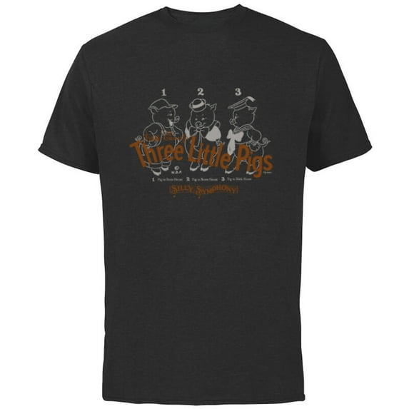 Disney 100 Walt Disney’s Three Little Pigs Vintage D100 - Short Sleeve Cotton T-Shirt for Adults - Customized-Black