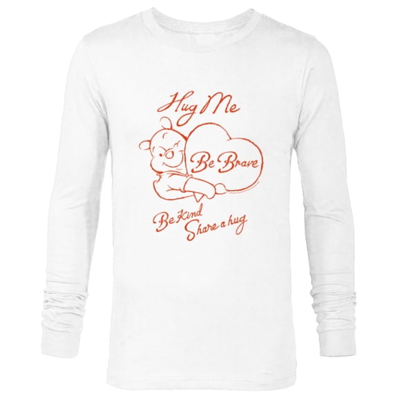 Disney 100 Winnie the Pooh Be Brave Be Kind Share a Hug D100 - Long Sleeve T-Shirt for Men - Customized-White