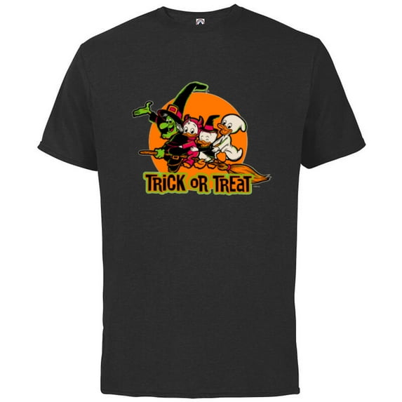 Disney 100 Witch Huey Dewey Louie Trick or Treat Halloween - Short Sleeve Cotton T-Shirt for Adults - Customized-Black