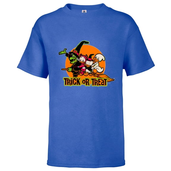 Disney 100 Witch Huey Dewey Louie Trick or Treat Halloween - Short Sleeve T-Shirt for Kids - Customized-Royal